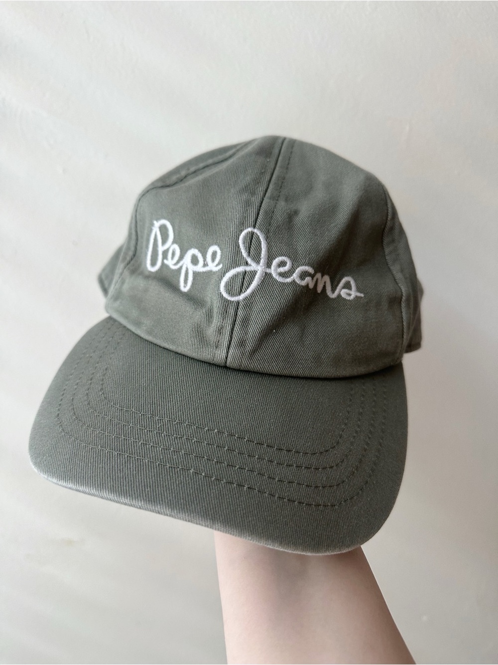 Pepe Jeans London Logo Baseball Hat in Sage Green
